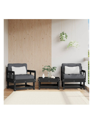 Sonata H Градински столове, 2 бр, черни, борово дърво масив