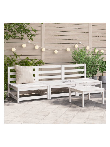 Sonata H Градински кресла без подлакътници 3бр бял 70x70x67 см бор масив