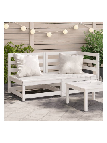 Sonata H Градински диван, 2-местен, бял, бор масив