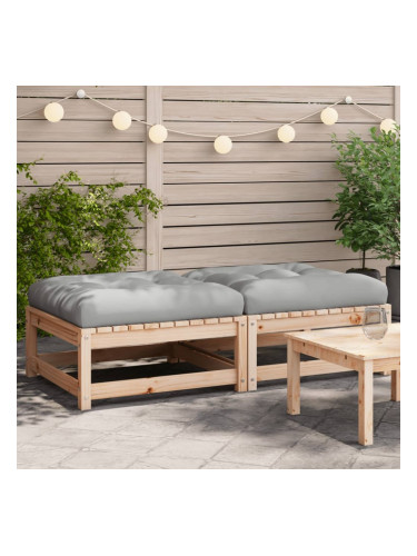 Sonata H Градински табуретки с възглавници, 2 бр, борово дърво масив