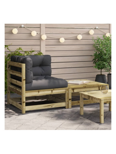 Sonata H Градински ъглов диван с възглавници и табуретка за крака