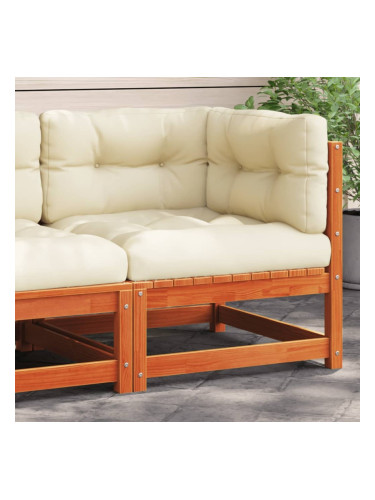 Sonata H Градински ъглов диван с възглавници восъчнокафяв бор масив