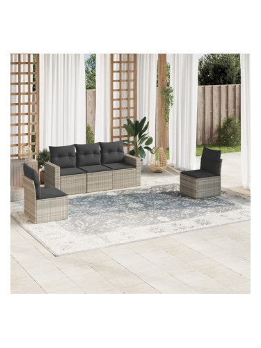 Sonata H Градински комплект с възглавници, 5 части, светлосив полиратан