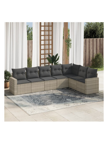 Sonata H Градински комплект с възглавници, 7 части, светлосив полиратан