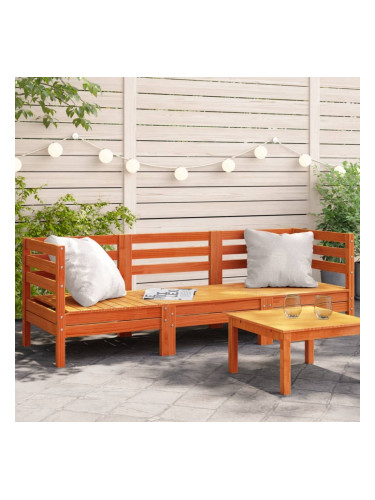 Sonata H Градински диван, 3-местен, восъчнокафяв, бор масив