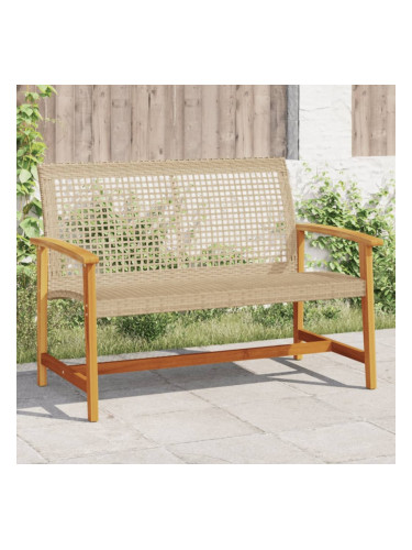 Sonata H Градинска пейка бежова 112 см полиратан и акациево дърво