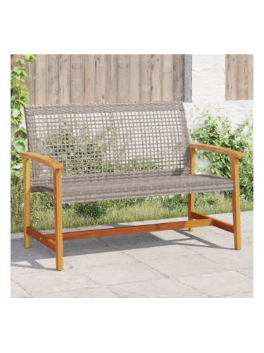 Sonata H Градинска пейка сива 112 см полиратан и акациево дърво