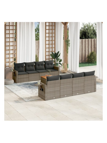 Sonata H Градински комплект диван с възглавници 9 части сив полиратан