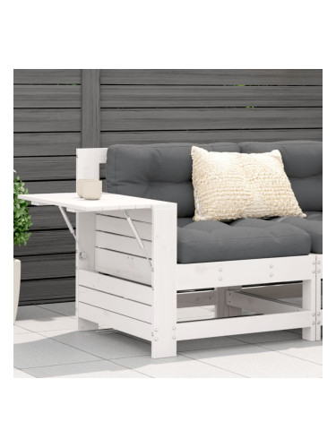 Sonata H Градински диван с подлакътник и странична масичка бял бор масив