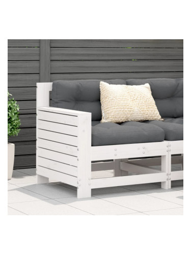 Sonata H Градинско кресло с подлакътник с възглавница, бяла, бор масив