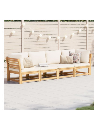 Sonata H Градински лаундж комплект с възглавници, 4 части, масив акация