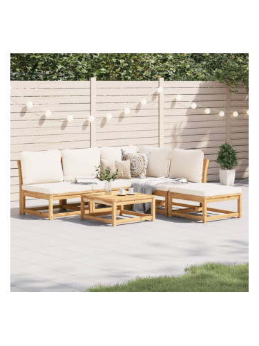 Sonata H Градински лаундж комплект с възглавници, 6 части, масив акация