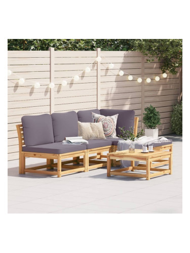 Sonata H Градински лаундж комплект с възглавници, 5 части, акация масив