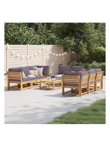 Sonata H Градински лаундж комплект с възглавници, 9 части, акация масив