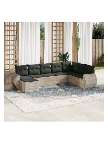 Sonata H Градински комплект с възглавници, 8 части, светлосив полиратан