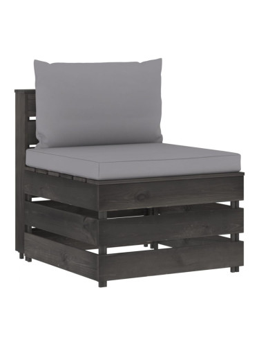 Sonata H Секционен среден диван с възглавници, сиво импрегнирано дърво