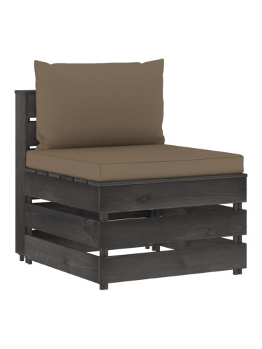 Sonata H Секционен ъглов диван с възглавници, сиво импрегнирано дърво