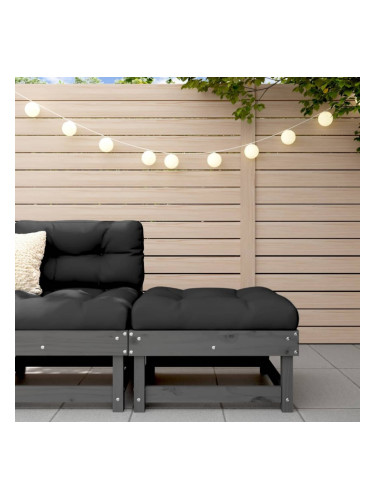 Sonata H Градинска табуретка с възглавница, сива, борова дървесина масив