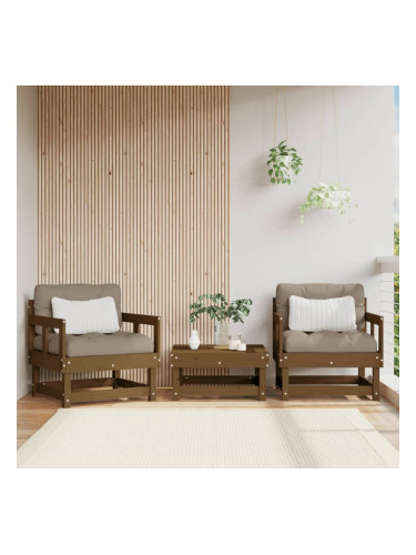 Sonata H Градински столове с възглавници, 2 бр, меденокафяви, бор масив