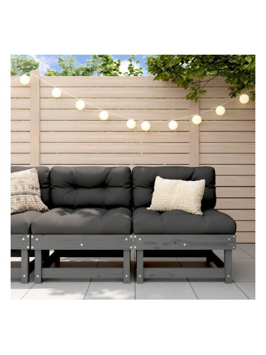 Sonata H Средни дивани с възглавници, 2 бр, сиви, борово дърво масив