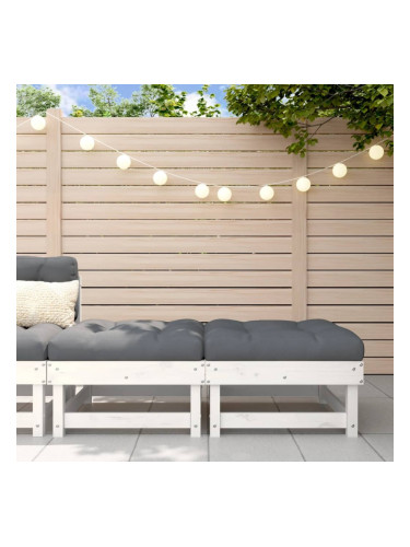 Sonata H Градински табуретки с възглавници 2 бр бели борово дърво масив