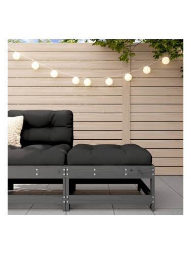 Sonata H Градинска табуретка с възглавница, сива, борова дървесина масив