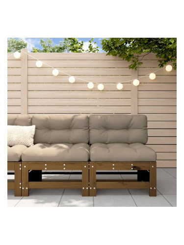 Sonata H Средни дивани с възглавници, 2 бр, меденокафяви, бор масив