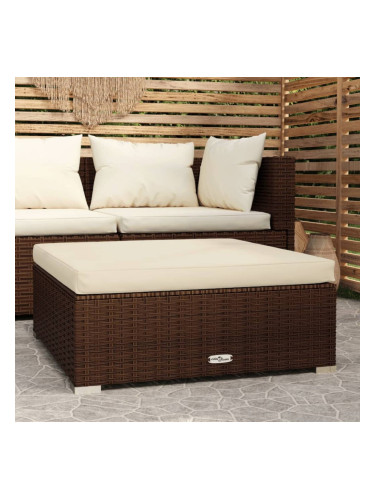 Sonata H Градинска табуретка с възглавница, кафява, 70x70x30 см, полиратан