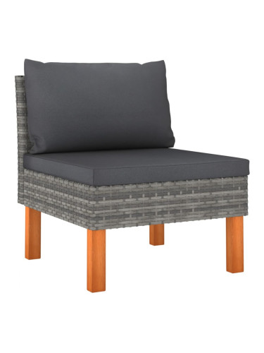 Sonata H Среден диван, полиратан и евкалиптово дърво масив