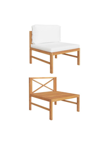 Sonata H Среден диван с кремави възглавници, тиково дърво масив