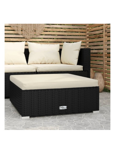 Sonata H Градинска табуретка с възглавница черна 70х70х30 см полиратан