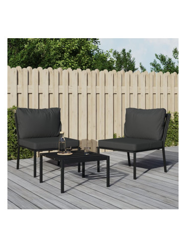 Sonata H Градински столове със сиви възглавници 2 бр 60x74x79 см стомана