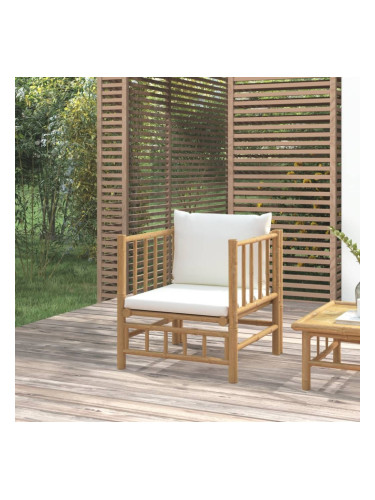 Sonata H Градински диван с кремавобели възглавници бамбук