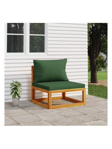 Sonata H Градински среден диван със зелени възглавници, акация масив
