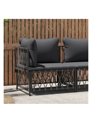 Sonata H Градински ъглов диван с възглавници, антрацит, тъкан плат