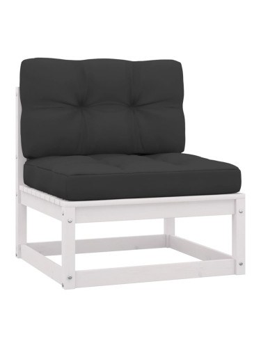 Sonata H Градински среден диван с възглавници антрацит бяло борово дърво