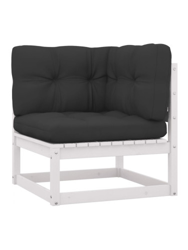 Sonata H Градински ъглов диван с възглавници антрацит борово дърво масив