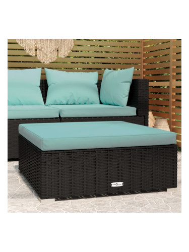 Sonata H Градинска табуретка с възглавница черна 70х70х30 см полиратан