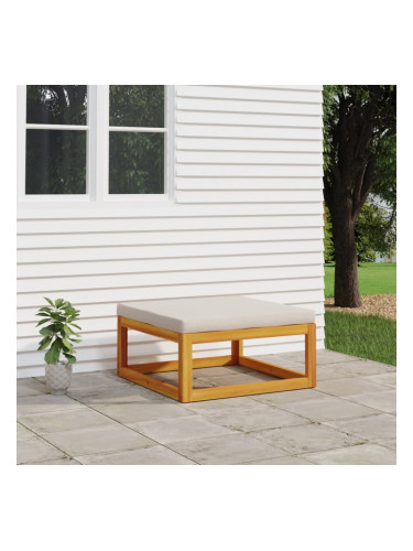 Sonata H Градинска табуретка със светлосива възглавница, акация масив