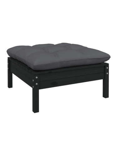 Sonata H Градинска табуретка с възглавница антрацит, черна, бор масив