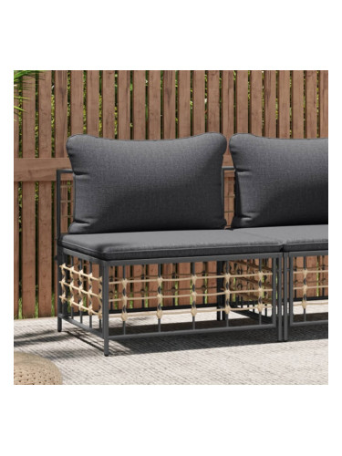 Sonata H Градински среден диван с тъмносиви възглавници, полиратан