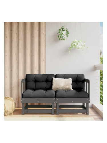 Sonata H Градински ъглови дивани, 2 бр, сиви, бор масив