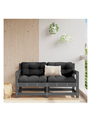 Sonata H Градински ъглови дивани, 2 бр, сиви, бор масив