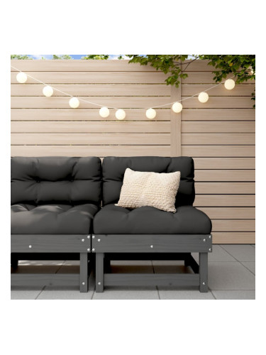 Sonata H Градински среден диван, сив, бор масив