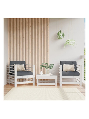 Sonata H Градински столове, 2 бр, бели, борово дърво масив