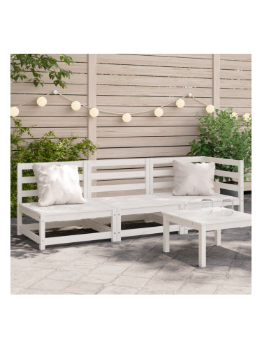 Sonata H Градински диван, 3-местен, бял, бор масив