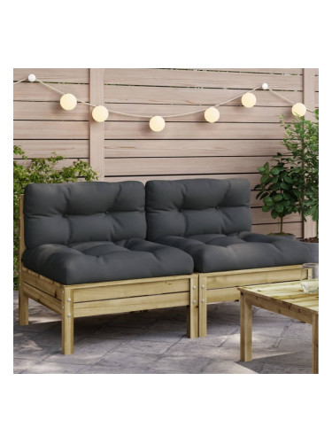 Sonata H Външни кресла без подлакътник с възглавници 2бр импрегниран бор