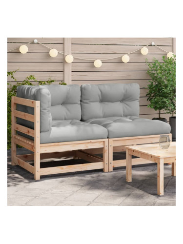 Sonata H Градински диван с възглавници, 2-местен, борово дърво масив