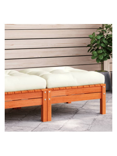 Sonata H Градинска табуретка с възглавница, восъчнокафяв, бор масив