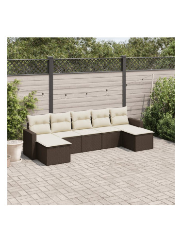 Sonata H Градински комплект с възглавници, 7 части, кафяв, полиратан